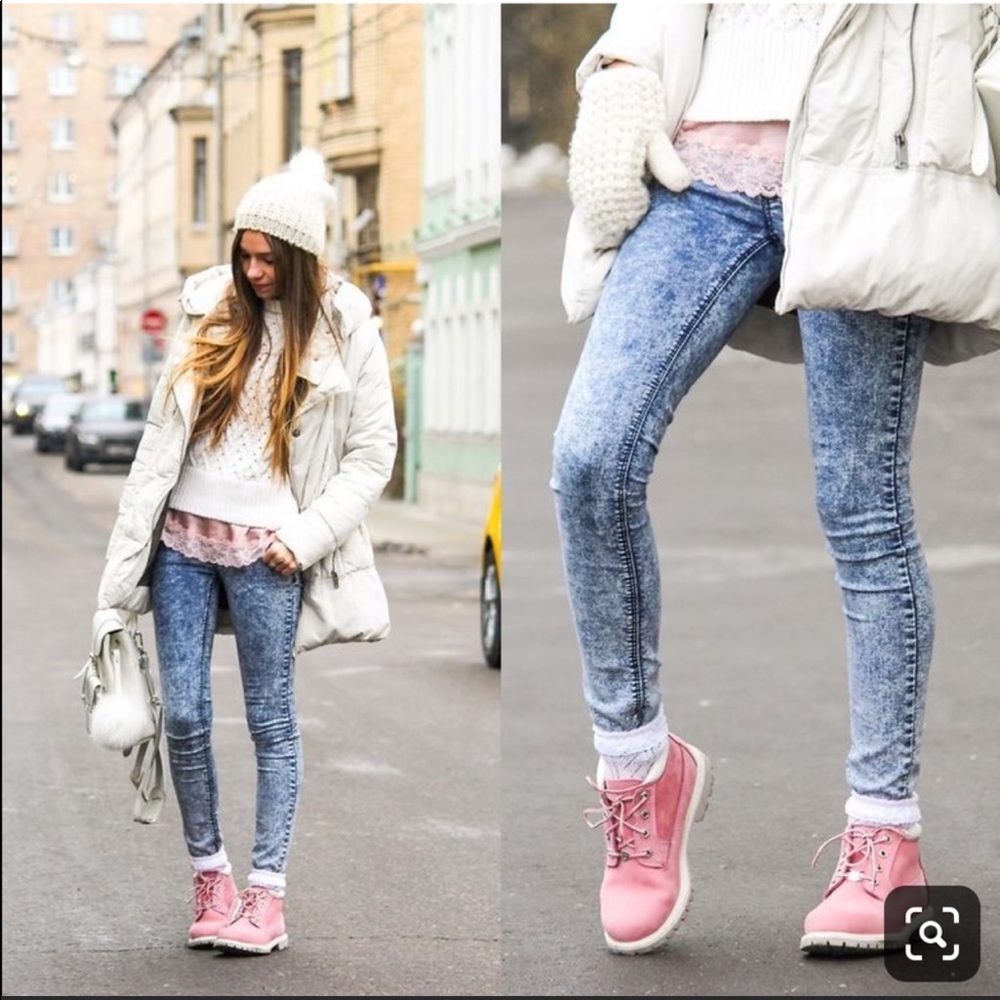 Timberland Pink Waterproof Boots, Size 7/ Euro 38